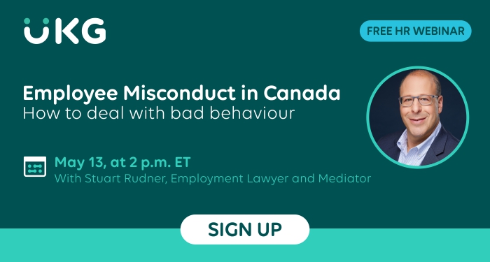 Free HR webinar | Employee Misconduct in Canada - dealing with bad behaviour | Click to register