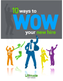 Newly hired employee jumping for joy; 10 Ways to Wow Your New Hire
