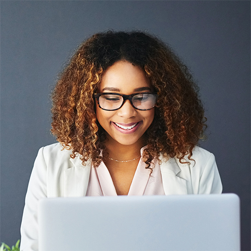 Woman working on her laptop