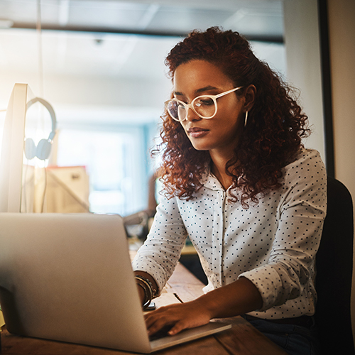 Woman working on her laptop